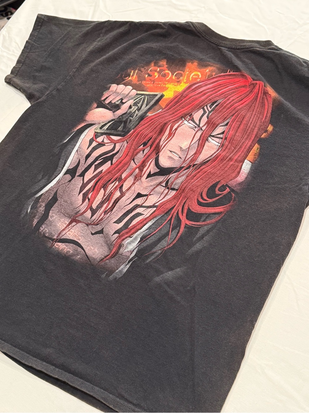 Rare Bleach x Goat Crew Renji Abarai Graphic T-Shirt Black L Y2K Anime Top Flaws